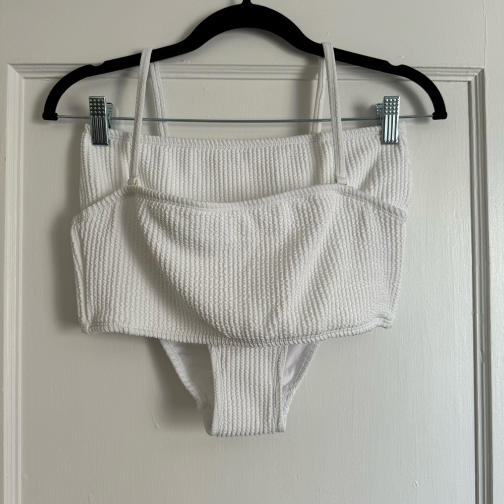 NWOT White Ribbed Two Piece Swim Set